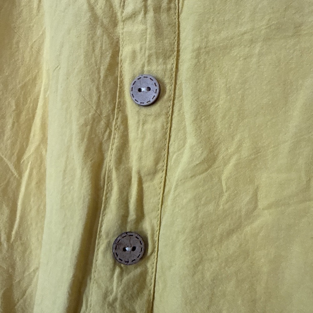 Yellow Off Shoulder Linen Dress Button Front Ruffle Summer Boho Coastal Chic S - Picture 3 of 8